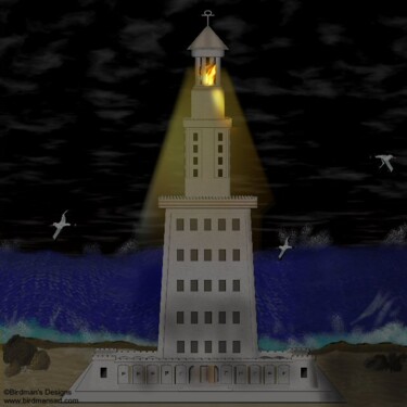 "Lighthouse of Alexa…" başlıklı Tablo Mike Sexton tarafından, Orijinal sanat, Petrol
