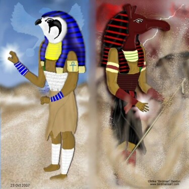 Peinture intitulée "Egyptian Duality" par Mike Sexton, Œuvre d'art originale, Autre