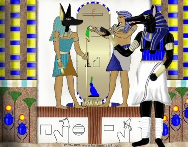 Peinture intitulée "Anubis Looks On" par Mike Sexton, Œuvre d'art originale, Autre