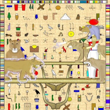 Painting titled "Sekhmet Papyrus" by Mike Sexton, Original Artwork, Other