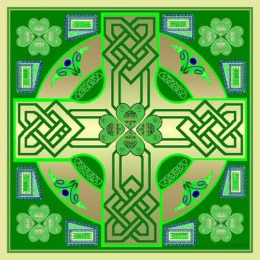 Peinture intitulée "Celtic Clover Knot" par Mike Sexton, Œuvre d'art originale, Huile