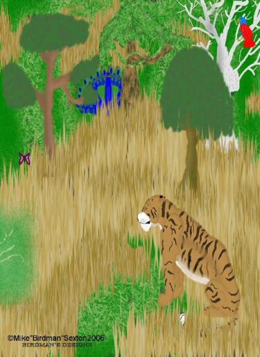 Peinture intitulée "Tiger's Forest" par Mike Sexton, Œuvre d'art originale, Huile