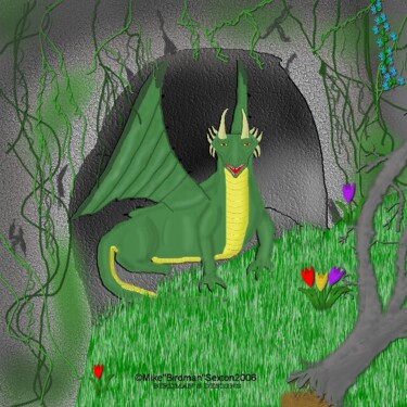 绘画 标题为“Dragon's Cave” 由Mike Sexton, 原创艺术品, 其他