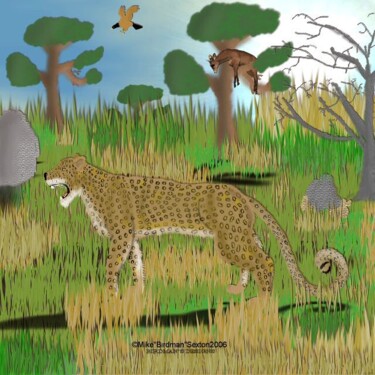 Peinture intitulée "The Leopard's World" par Mike Sexton, Œuvre d'art originale, Huile