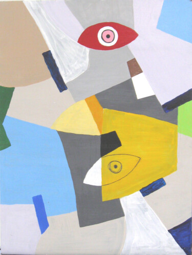 Картина под названием "Red eye" - Mike Smoller, Подлинное произведение искусства, Акрил Установлен на Другая жесткая панель
