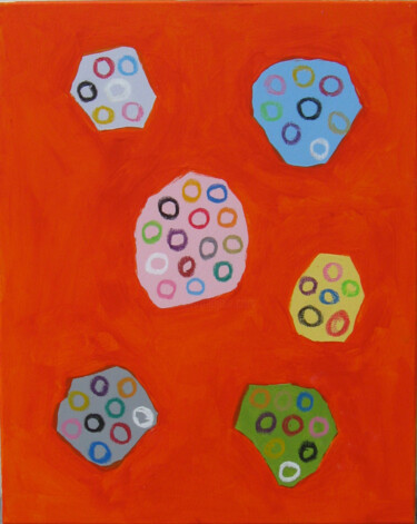 Schilderij getiteld "Dot dance" door Mike Smoller, Origineel Kunstwerk, Acryl Gemonteerd op Frame voor houten brancard