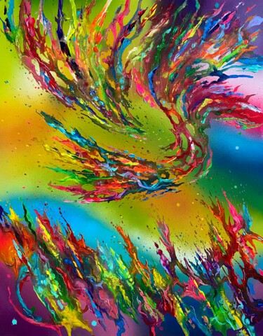 Ζωγραφική με τίτλο "Rainbow" από Mike Wagener, Αυθεντικά έργα τέχνης, Ακρυλικό