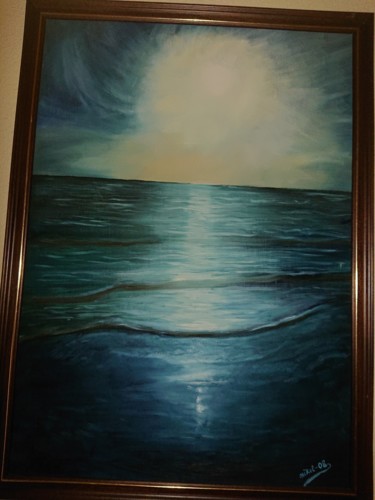 Pintura titulada "Reflejo de luna" por Mikel Nodal, Obra de arte original, Oleo