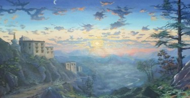 Peinture intitulée "" Vallee du Tibet "" par Mikel Richard (Mik'Art), Œuvre d'art originale, Acrylique