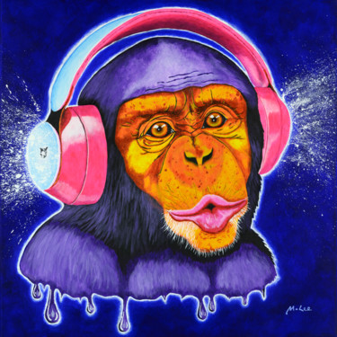 「Funky Monkey」というタイトルの絵画 Mikey Leeによって, オリジナルのアートワーク, アクリル ウッドストレッチャーフレームにマウント