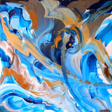 Peinture intitulée "Flying by the waves" par Mikha, Œuvre d'art originale, Acrylique