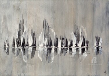 Painting titled "Before the regatta…" by Mikha, Original Artwork, Acrylic