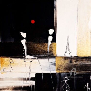 Картина под названием "Love in Paris #2100…" - Mikha, Подлинное произведение искусства, Акрил