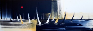 Schilderij getiteld "Night and day regat…" door Mikha, Origineel Kunstwerk, Acryl