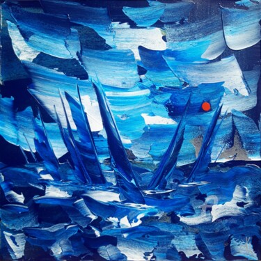 Painting titled "Everblue regatta in…" by Mikha, Original Artwork, Acrylic Mounted on Wood Stretcher frame