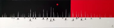 「Au port en rouge, n…」というタイトルの絵画 Mikhaによって, オリジナルのアートワーク, アクリル ウッドストレッチャーフレームにマウント