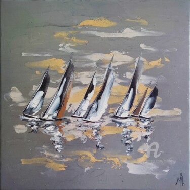 Peinture intitulée "Silver and gold reg…" par Mikha, Œuvre d'art originale, Acrylique Monté sur Châssis en bois