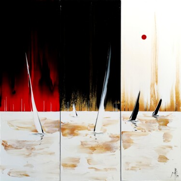 Pittura intitolato "Triptyque Red black…" da Mikha, Opera d'arte originale, Acrilico Montato su Telaio per barella in legno