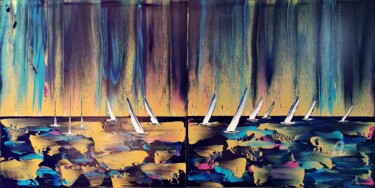 Peinture intitulée "Dyptique "Rainbow r…" par Mikha, Œuvre d'art originale, Acrylique Monté sur Châssis en bois