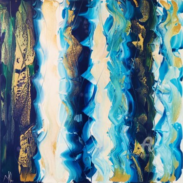 Картина под названием "The golden abyss" - Mikha, Подлинное произведение искусства, Акрил Установлен на Деревянная рама для…