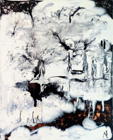 Malarstwo zatytułowany „City on the cliff” autorstwa Mikha, Oryginalna praca, Akryl