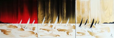 Malerei mit dem Titel "Tryptique Regatta i…" von Mikha, Original-Kunstwerk, Acryl Auf Keilrahmen aus Holz montiert