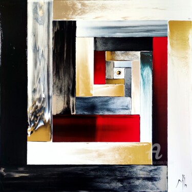 Картина под названием "Stairway to... light" - Mikha, Подлинное произведение искусства, Акрил Установлен на Деревянная рама…