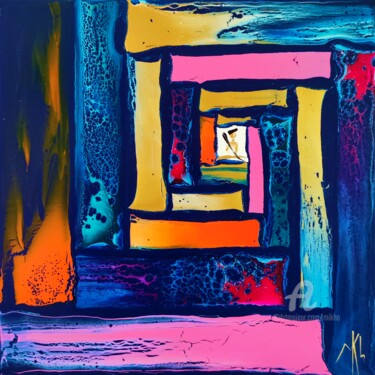 Malerei mit dem Titel "Stairway to... colo…" von Mikha, Original-Kunstwerk, Acryl Auf Keilrahmen aus Holz montiert