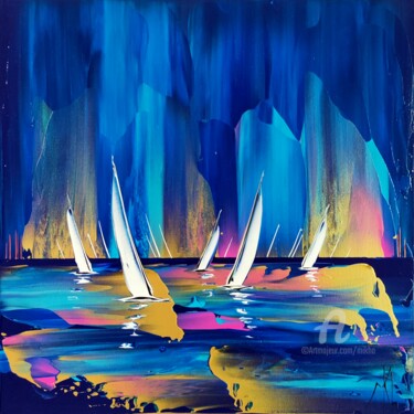 Картина под названием "Another rainbow reg…" - Mikha, Подлинное произведение искусства, Акрил Установлен на Деревянная рама…