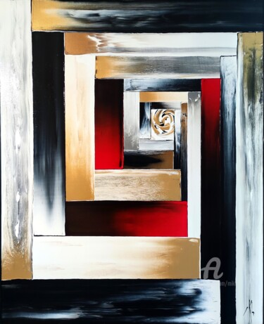 Painting titled "Stairway to... 2024…" by Mikha, Original Artwork, Acrylic Mounted on Wood Stretcher frame