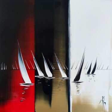 Painting titled "Red, black, white a…" by Mikha, Original Artwork, Acrylic