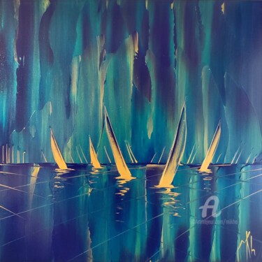 Malerei mit dem Titel "Shimering regatta" von Mikha, Original-Kunstwerk, Acryl