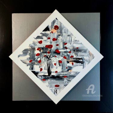 Malarstwo zatytułowany „Diagonal flowers” autorstwa Mikha, Oryginalna praca, Akryl Zamontowany na Karton