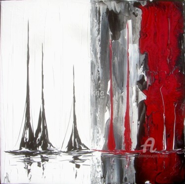 Painting titled "Voiles. Sailboats.…" by Mikha, Original Artwork, Oil