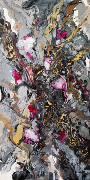 Peinture intitulée "Blooming in pink" par Mikha, Œuvre d'art originale, Acrylique Monté sur Châssis en bois