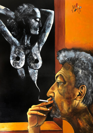 Painting titled "Smoky dream" by Mikhail Baranovskiy, Original Artwork, Acrylic Mounted on Wood Stretcher frame
