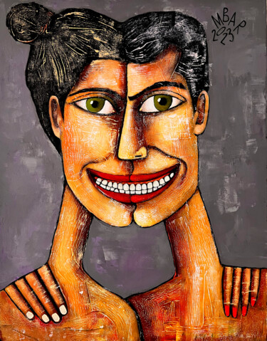 Картина под названием "Laugh at the same j…" - Mikhail Baranovskiy, Подлинное произведение искусства, Акрил Установлен на Де…