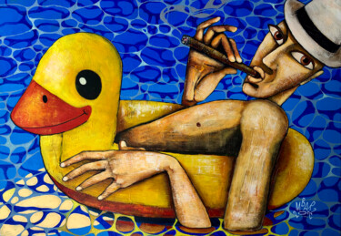 Картина под названием "Sea dog" - Mikhail Baranovskiy, Подлинное произведение искусства, Акрил Установлен на Деревянная рама…