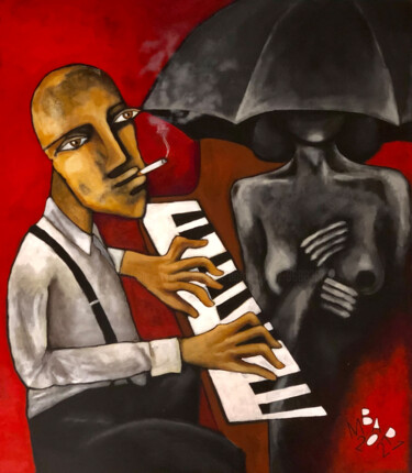 Painting titled "Autumn jazz" by Mikhail Baranovskiy, Original Artwork, Acrylic Mounted on Wood Stretcher frame