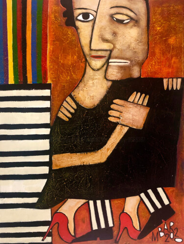 Painting titled "Tango at sunset" by Mikhail Baranovskiy, Original Artwork, Acrylic Mounted on Wood Stretcher frame