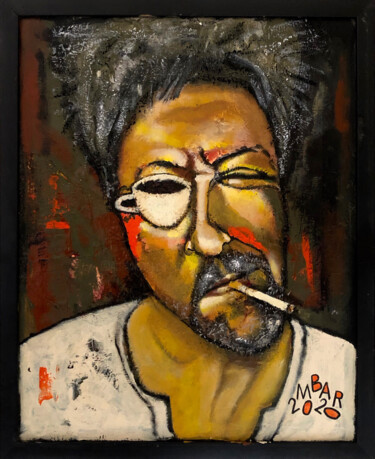 Painting titled "Coffee and cigarett…" by Mikhail Baranovskiy, Original Artwork, Acrylic Mounted on Wood Stretcher frame