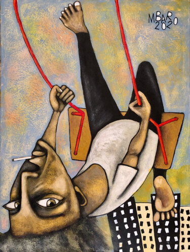 Painting titled "Swing" by Mikhail Baranovskiy, Original Artwork, Acrylic Mounted on Wood Stretcher frame