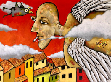 Painting titled "Cloud maker" by Mikhail Baranovskiy, Original Artwork, Acrylic Mounted on Wood Stretcher frame