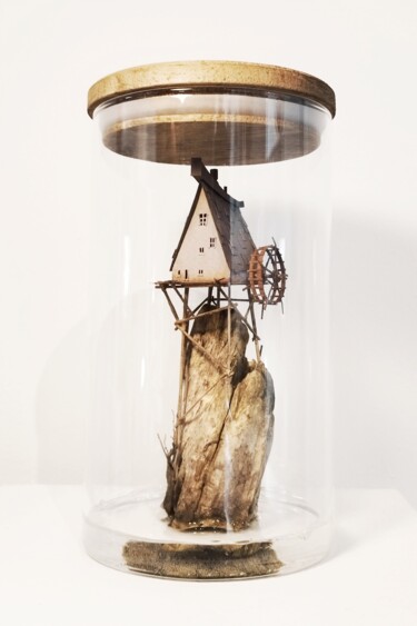 Sculpture titled ""Old mill"" by Mikhail Davydov, Original Artwork, Wood