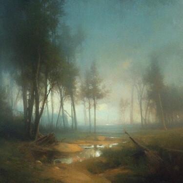 Arts numériques intitulée "Morning fog in the…" par Mikhail Deshuk, Œuvre d'art originale, Peinture numérique