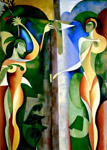 Arts numériques intitulée "Adam and Eve in the…" par Mikhail Deshuk, Œuvre d'art originale, Peinture numérique