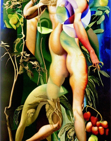 Цифровое искусство под названием "Adam and Eve in the…" - Mikhail Deshuk, Подлинное произведение искусства, Цифровая живопись