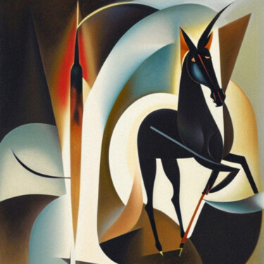 Цифровое искусство под названием "Horse abstraction3" - Mikhail Deshuk, Подлинное произведение искусства, Цифровая живопись