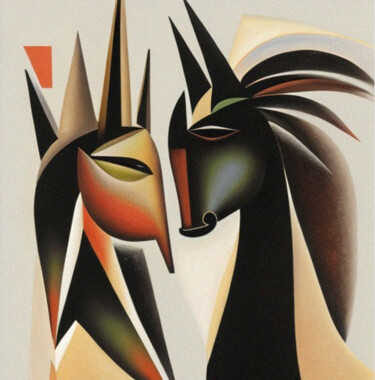 Artes digitais intitulada "Horse abstraction4" por Mikhail Deshuk, Obras de arte originais, Pintura digital