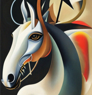 Artes digitais intitulada "Horse abstraction16" por Mikhail Deshuk, Obras de arte originais, Pintura digital